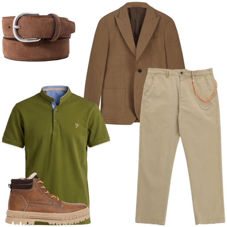 Outfit uomo - Total look #2474307. Stile Casual per Tutti i giorni. Abbinamento con stivali e stivaletti, polo, pantaloni, giacche, cinture.