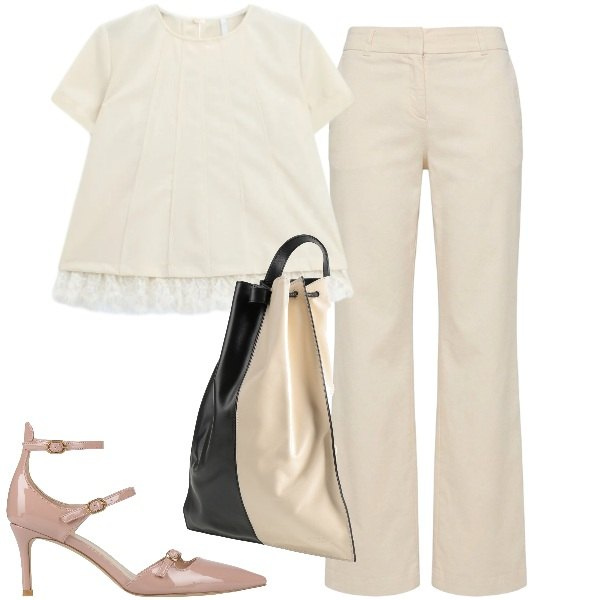 Outfit donna - La maglia in pizzo - @valeryg82. Stile Romantica per Tutti i giorni. Abbinamento con décolleté, zaini, pantaloni, t-shirt.