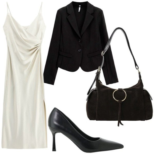 Outfit donna - attitudine metropolitana. Stile Glamour per Tutti i giorni. Abbinamento con blazer, décolleté, borse a spalla, vestiti midi/longuette.