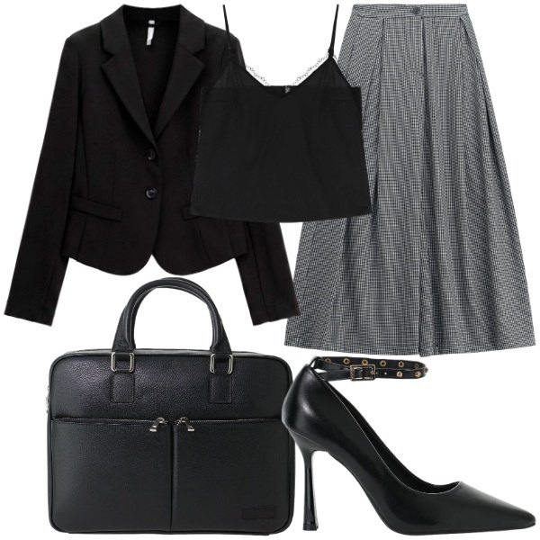 Outfit donna - la nuova collezione Imperial Fashion. Stile Urban per Tutti i giorni. Abbinamento con pantaloni a palazzo, décolleté, blazer, borse messenger, top.