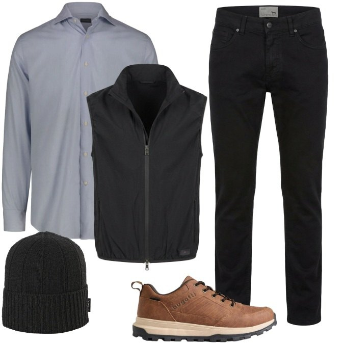 Outfit uomo - Total look #2474328. Stile Casual per Ufficio. Abbinamento con sneakers, pantaloni, camicie, piumini, berretti.