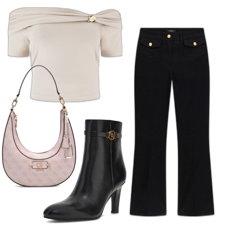 Outfit mujer - Urban style. Estilo Urban para Todos los días. Combinación con top, bolsos de hombro, pantalones, botas.
