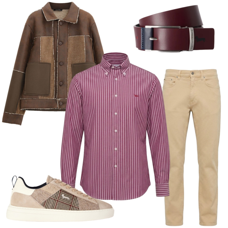 Outfit uomo - Total look #2474380. Stile Casual per Tutti i giorni. Abbinamento con sneakers, cinture, pantaloni, camicie, cappotti.