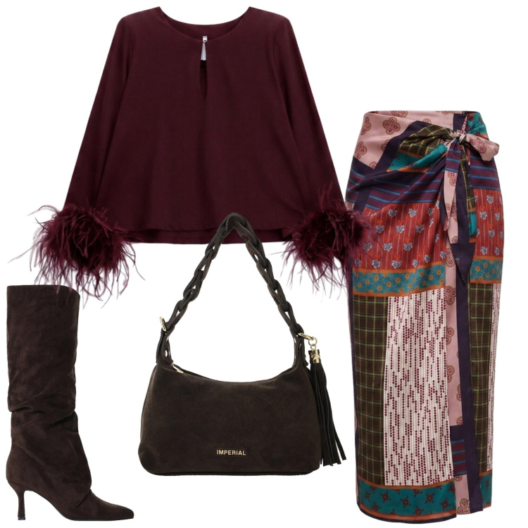 Outfit donna - We are back. Stile Casual chic per Tutti i giorni. Abbinamento con gonne lunghe, borse a spalla, stivali, bluse.
