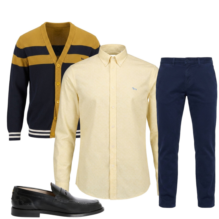 Outfit uomo - Total look #2474390. Stile Casual per Tutti i giorni. Abbinamento con pantaloni, cardigans, scarpe stringate, camicie.