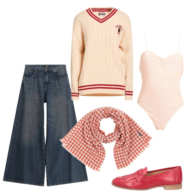 Outfit donna - I mocassini color corallo. Stile Casual chic per Tutti i giorni. Abbinamento con mocassini, pullovers, body, sciarpe, jeans.