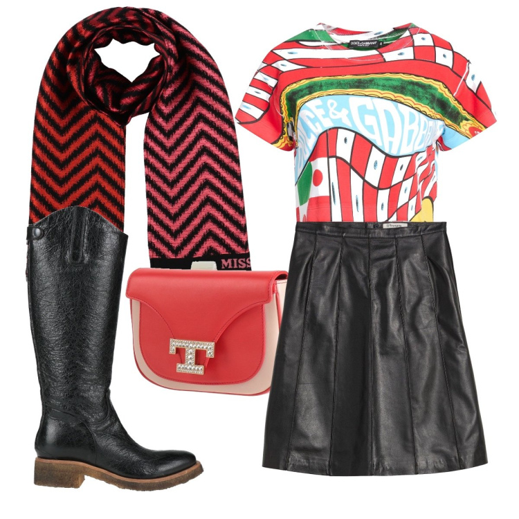 Outfit donna - Oggi mi vesto cosi curvy. Stile Rock per Tutti i giorni. Abbinamento con marsupi, sciarpe, t-shirt, stivali, gonne.