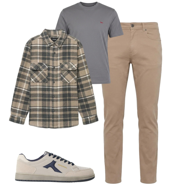 Outfit uomo - Fall. Stile Casual per Tutti i giorni. Abbinamento con pantaloni, t-shirt, sneakers, camicie.