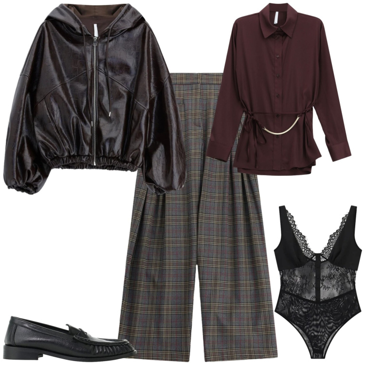 Outfit donna - Casual chic ufficio tempo libero. Stile Casual chic per Tutti i giorni. Abbinamento con camicie, giacche, pantaloni a palazzo, body, mocassini.