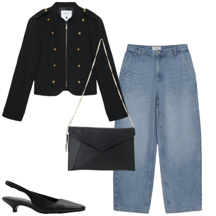 Outfit donna - La giacca military. Stile Trendy per Tutti i giorni. Abbinamento con décolleté, blazer, jeans dritti, borse a tracolla, top.