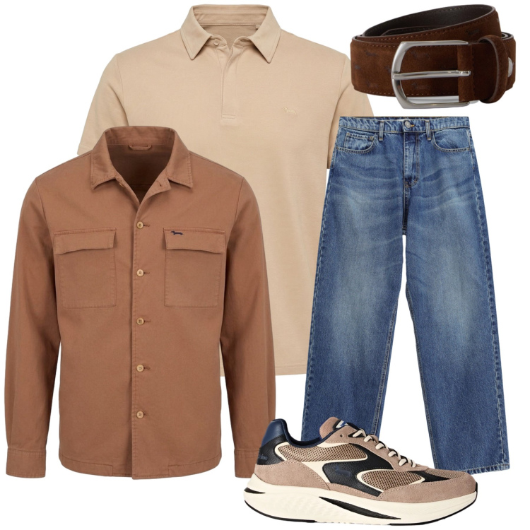 Outfit uomo - Total look #2474445. Stile Casual per Tutti i giorni. Abbinamento con polo, cinture, cappotti, sneakers, jeans.