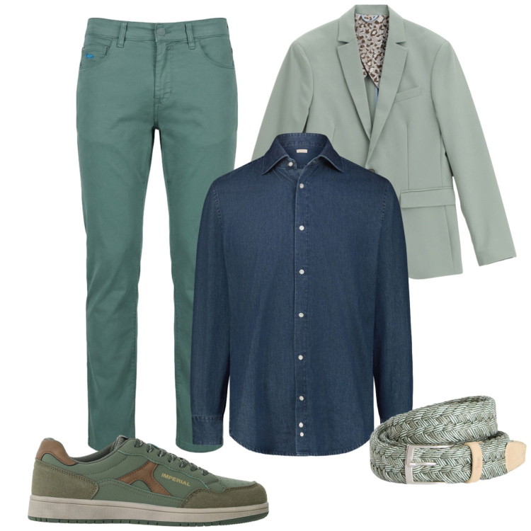 Outfit uomo - Total look #2474455. Stile Casual per Tutti i giorni. Abbinamento con pantaloni, cinture, giacche, sneakers, camicie.