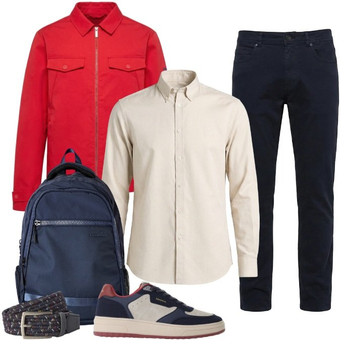Outfit uomo - Total look #2474523. Stile Casual per Tutti i giorni. Abbinamento con camicie, cappotti, pantaloni, borse sportive, cinture, sneakers.