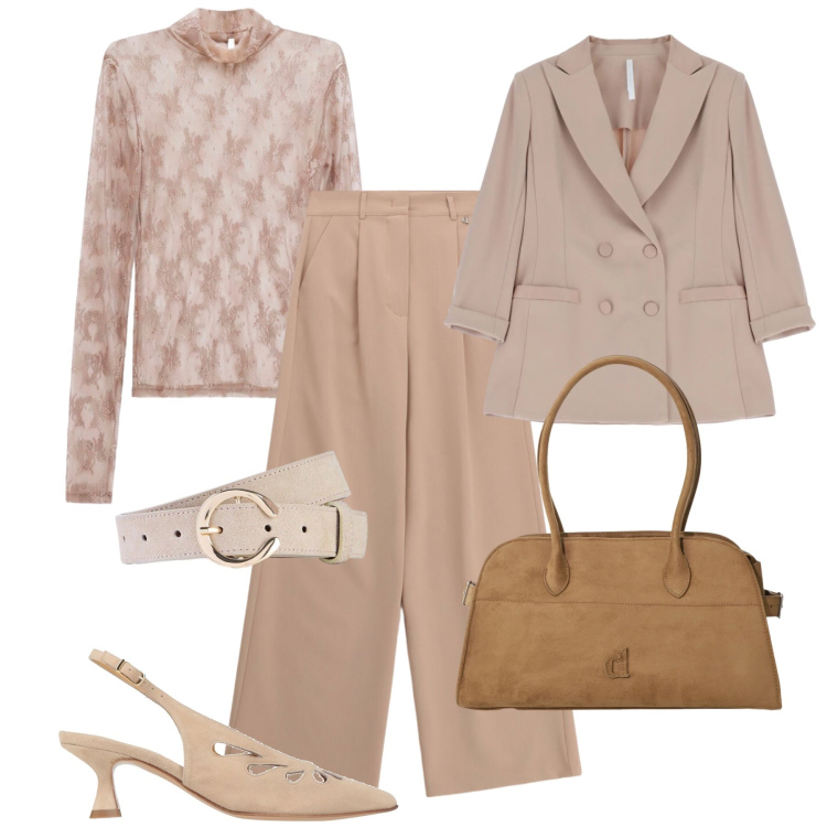 Outfit donna - Maglia in pizzo - @valeryg82. Stile Glamour per Tutti i giorni. Abbinamento con décolleté, cinture, t-shirt, blazer, borse a spalla, pantaloni a palazzo.
