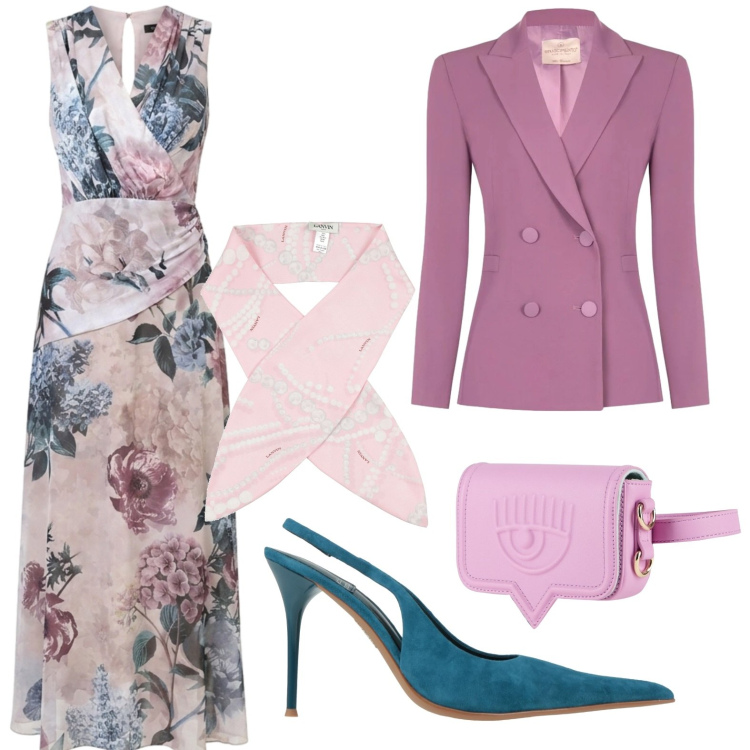 Outfit donna - Cerimonia. Stile Chic per Cerimonia. Abbinamento con décolleté, marsupi, sciarpe, vestiti lunghi, blazer.