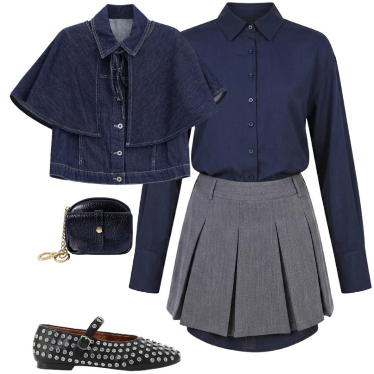 Outfit donna - L\'abbinamento perfetto per il pomeriggio. Stile Urban per Tutti i giorni. Abbinamento con blazer, ballerine, vestiti, portachiavi.