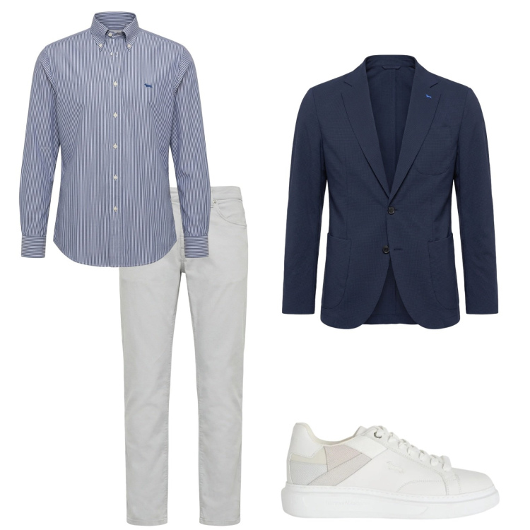Outfit uomo - Back to work. Stile Business/Elegante per Ufficio. Abbinamento con camicie, sneakers, pantaloni, giacche.