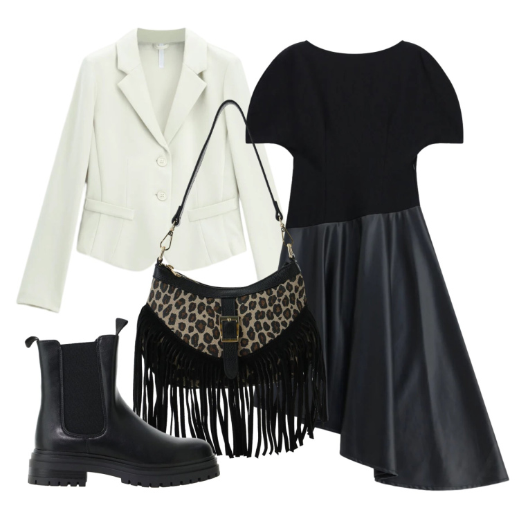 Outfit donna - Settembre. Stile Glamour per Tutti i giorni. Abbinamento con vestiti midi/longuette, blazer, stivaletti chelsea, borse a spalla.