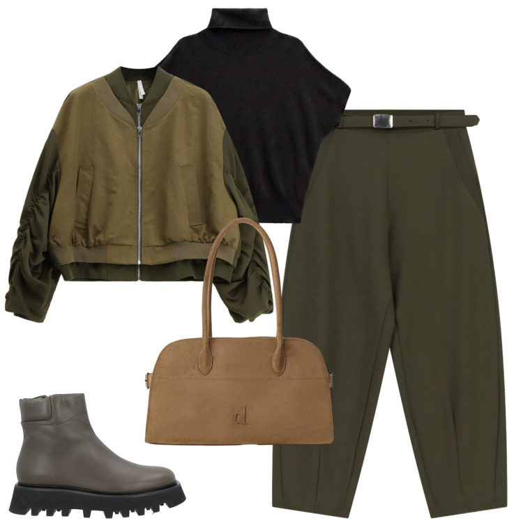 Outfit donna - Imperial. Stile Casual chic per Tutti i giorni. Abbinamento con stivaletti, pantaloni, pullovers, bomber, borse a spalla.