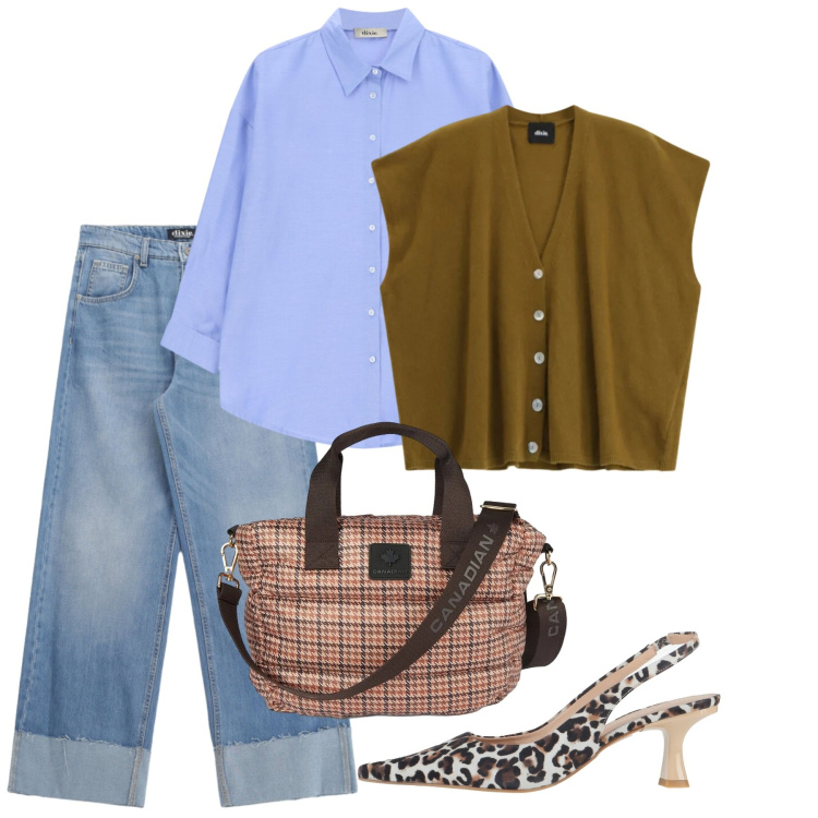 Outfit donna - Settembre. Stile Casual chic per Tutti i giorni. Abbinamento con décolleté, maglieria, camicie, jeans, borse tote.