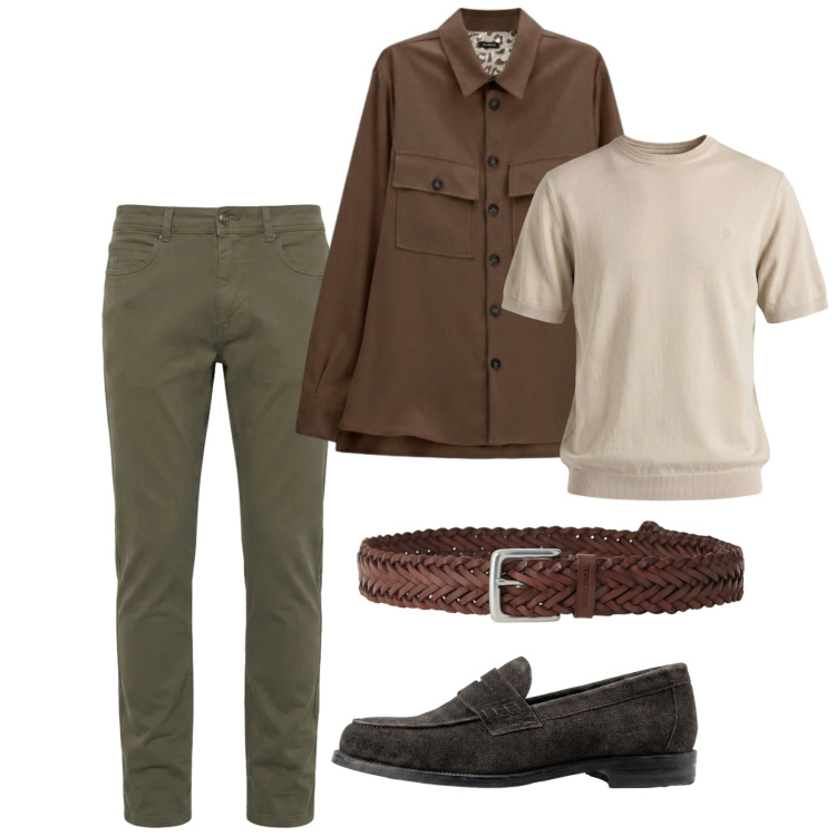 Outfit uomo - Settembre. Stile Casual per Tutti i giorni. Abbinamento con pantaloni, t-shirt, cappotti, cinture, scarpe stringate.