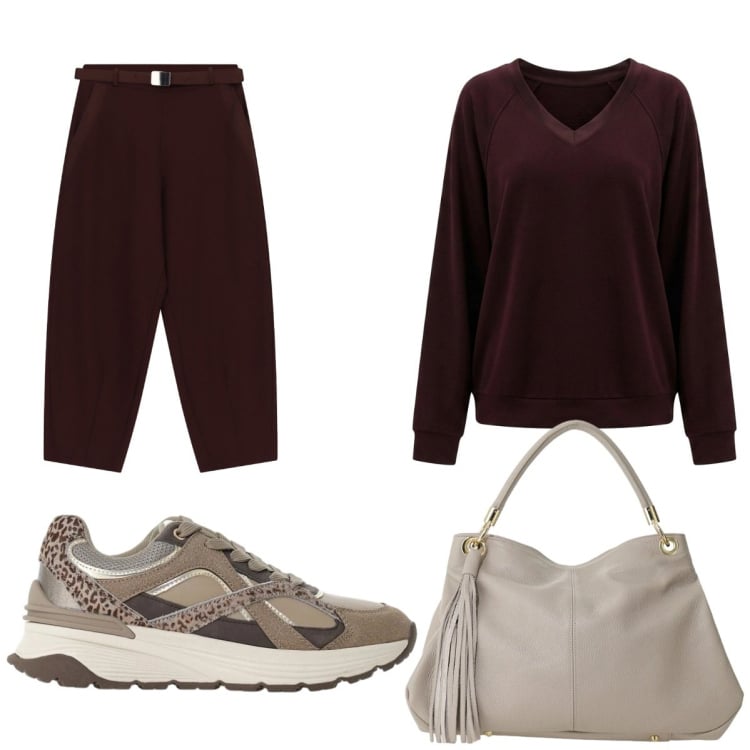 Outfit donna - We Are Back. Stile Casual per Tutti i giorni. Abbinamento con pantaloni, sneakers, borse a spalla, felpe.