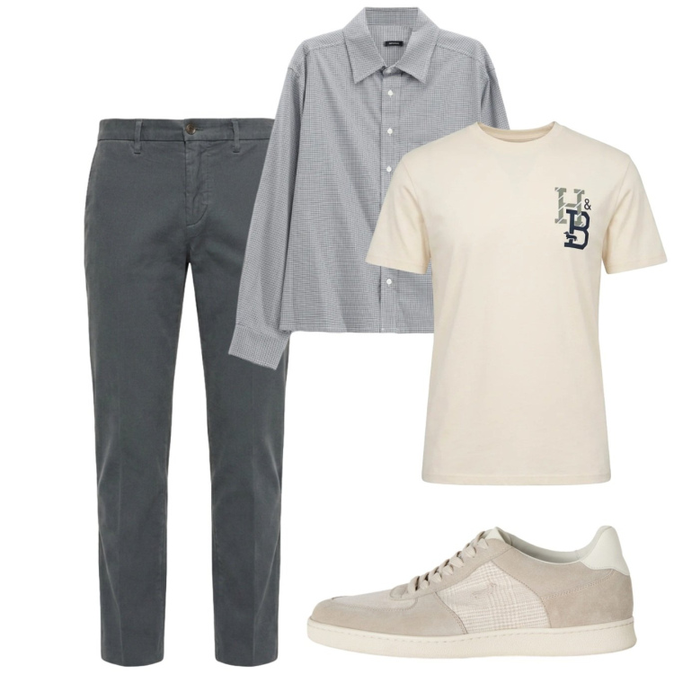 Outfit uomo - Fall. Stile Casual per Tutti i giorni. Abbinamento con pantaloni, t-shirt, sneakers, camicie.