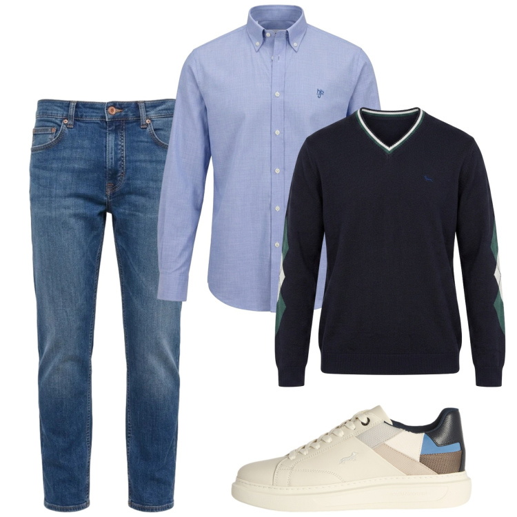 Outfit uomo - Settembre. Stile Casual per Tutti i giorni. Abbinamento con sneakers, maglieria, camicie, jeans.