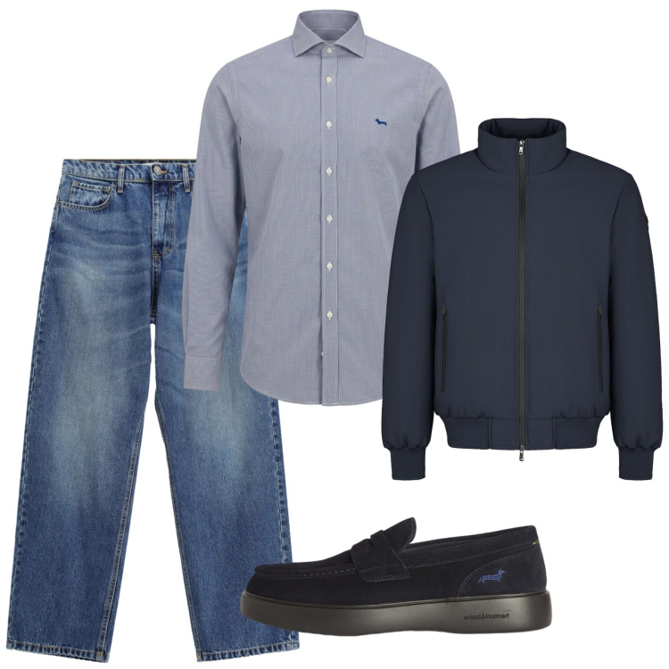 Outfit uomo - Settembre. Stile Casual per Tutti i giorni. Abbinamento con scarpe stringate, camicie, jeans, giacche.