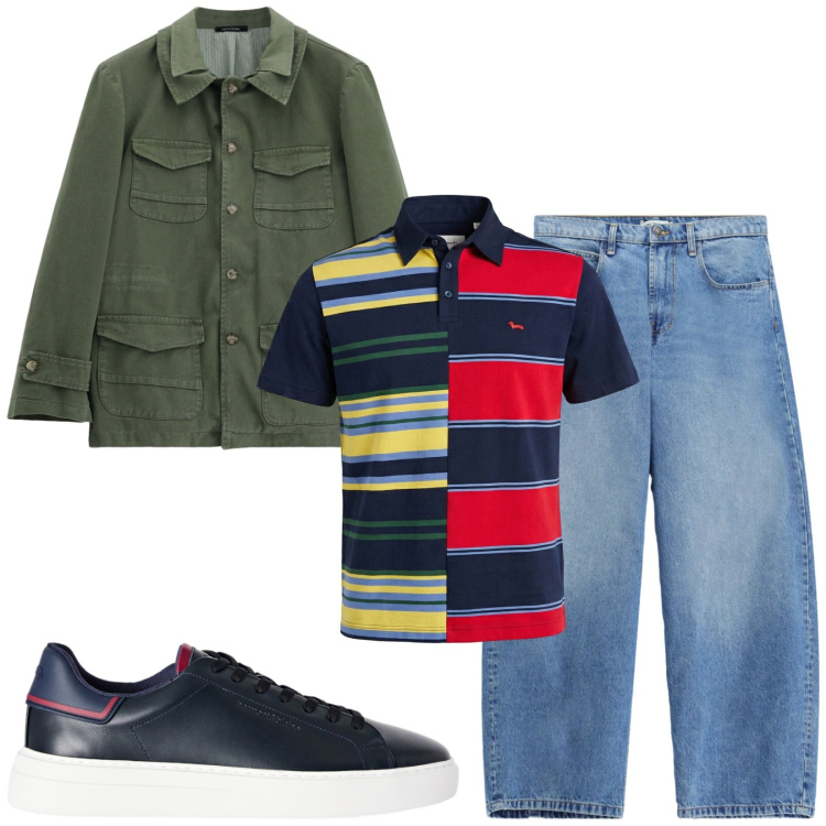 Outfit uomo - Total look #2474837. Stile Casual per Tutti i giorni. Abbinamento con sneakers, polo, jeans, cappotti.