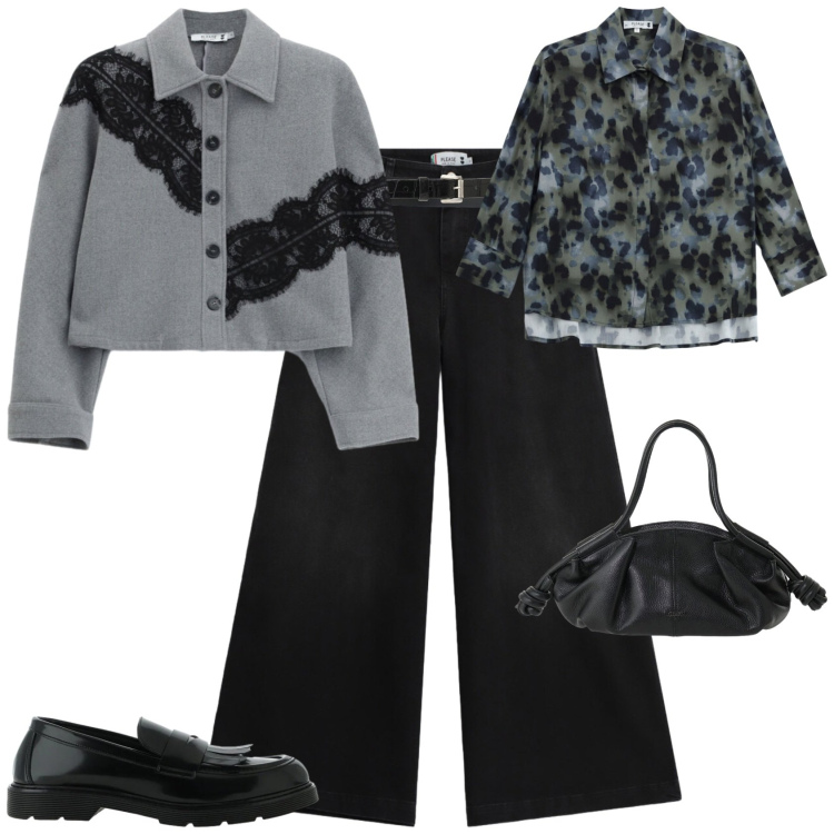Outfit donna - Urban chic ufficio tempo libero. Stile Urban per Tutti i giorni. Abbinamento con cappotti, camicie, jeans, mocassini, borse a mano, cinture.