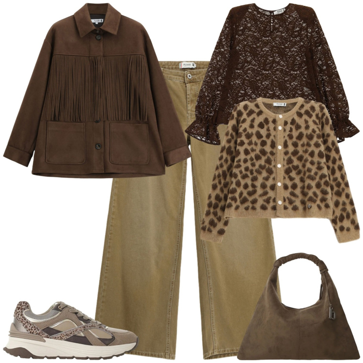 Outfit donna - Casual chic ufficio tempo libero. Stile Casual chic per Tutti i giorni. Abbinamento con sneakers, bluse, cappotti, cardigans, pantaloni a palazzo, borse a spalla.