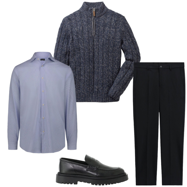 Outfit uomo - Total look #2474854. Stile Business/Elegante per Ufficio. Abbinamento con scarpe stringate, pantaloni, camicie, maglieria.