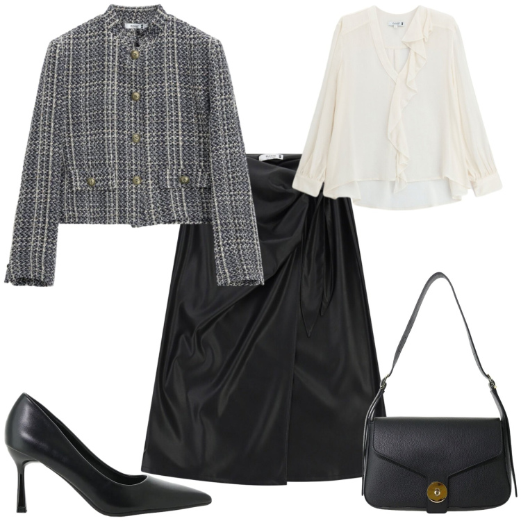 Outfit donna - Vintage retro in ufficio. Stile Vintage retrò per Ufficio. Abbinamento con décolleté, borse a spalla, gonne longuette, cappotti, bluse.