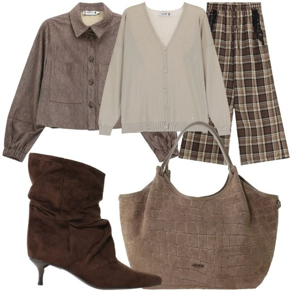 Outfit donna - Energia metropolitana fresca. Stile Urban per Tutti i giorni. Abbinamento con stivali, pantaloni a palazzo, cappotti, cardigans, borse a spalla.