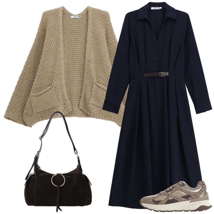 Outfit donna - Total look #2474884. Stile Casual per Tutti i giorni. Abbinamento con sneakers, borse a spalla, vestiti midi/longuette, cardigans.