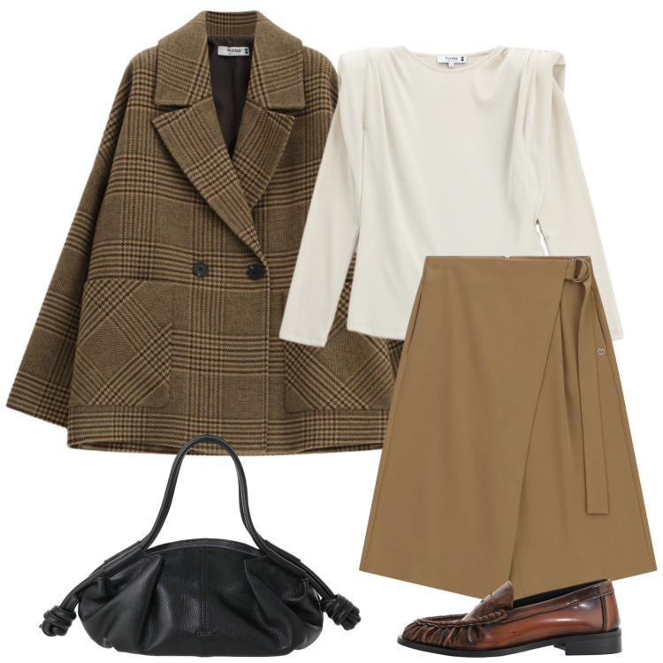 Outfit donna - Total look #2474892. Stile Chic per Tutti i giorni. Abbinamento con mocassini, blazer, t-shirt, pantaloni corti, borse a mano.