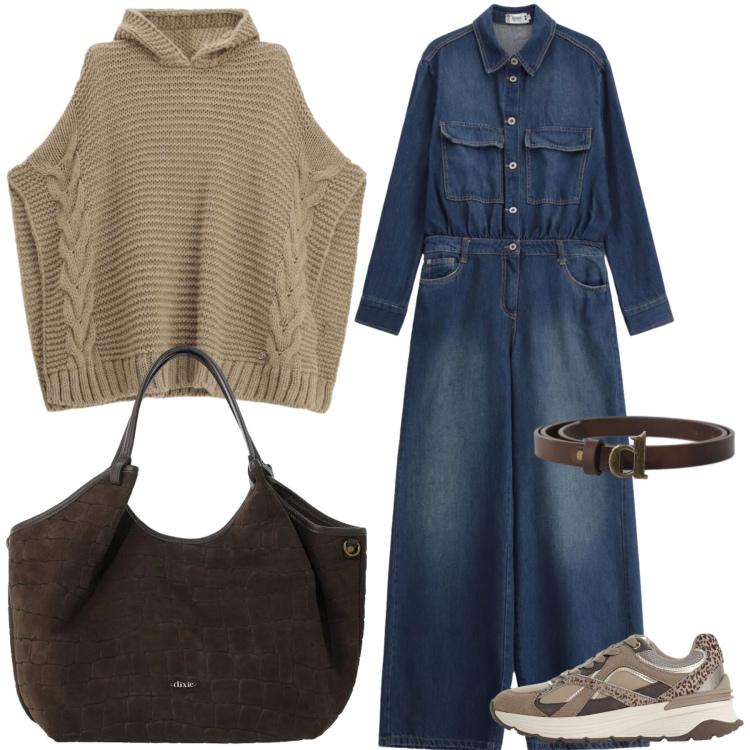 Outfit donna - Total look #2474893. Stile Urban per Tutti i giorni. Abbinamento con sneakers, maglieria, tute, borse a spalla, cinture.