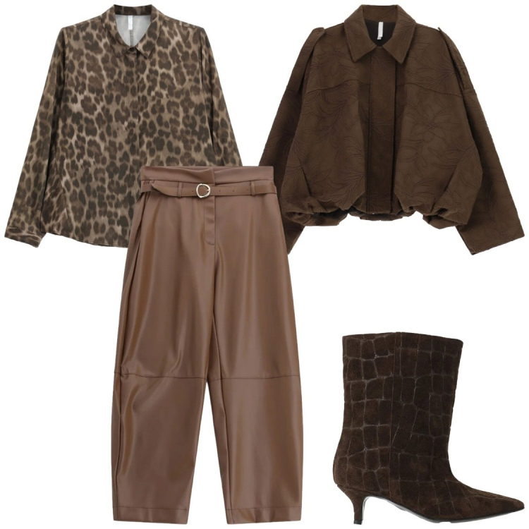 Outfit donna - Autunno Imperial. Stile Chic per Ufficio. Abbinamento con pantaloni, bomber, stivali, camicie.