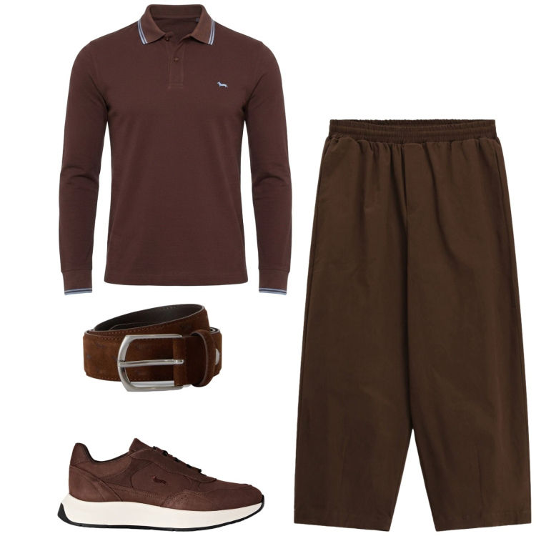 Outfit uomo - Total look #2474902. Stile Casual per Tutti i giorni. Abbinamento con cinture, sneakers, polo, pantaloni a palazzo.
