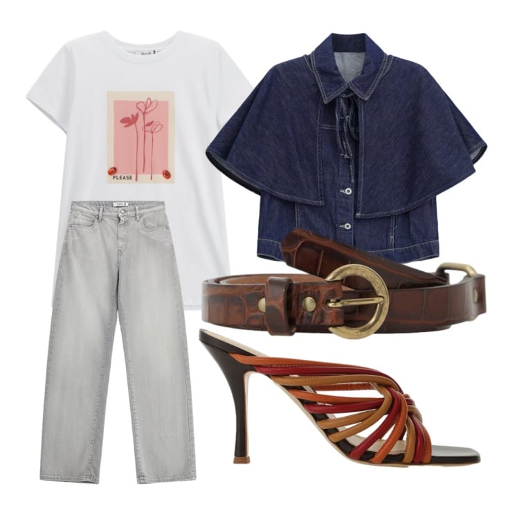 Outfit donna - Please nuova collezione. Stile Urban per Tutti i giorni. Abbinamento con sandali col tacco, cinture, jeans, blazer, t-shirt.