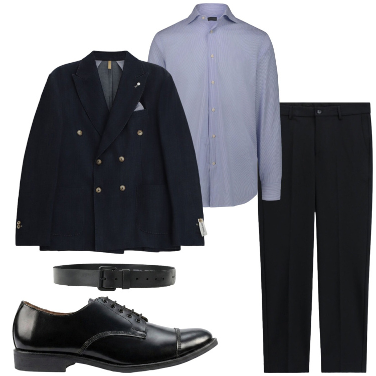 Outfit uomo - Total look #2475064. Stile Business/Elegante per Cerimonia. Abbinamento con pantaloni, cinture, giacche, scarpe stringate, camicie.