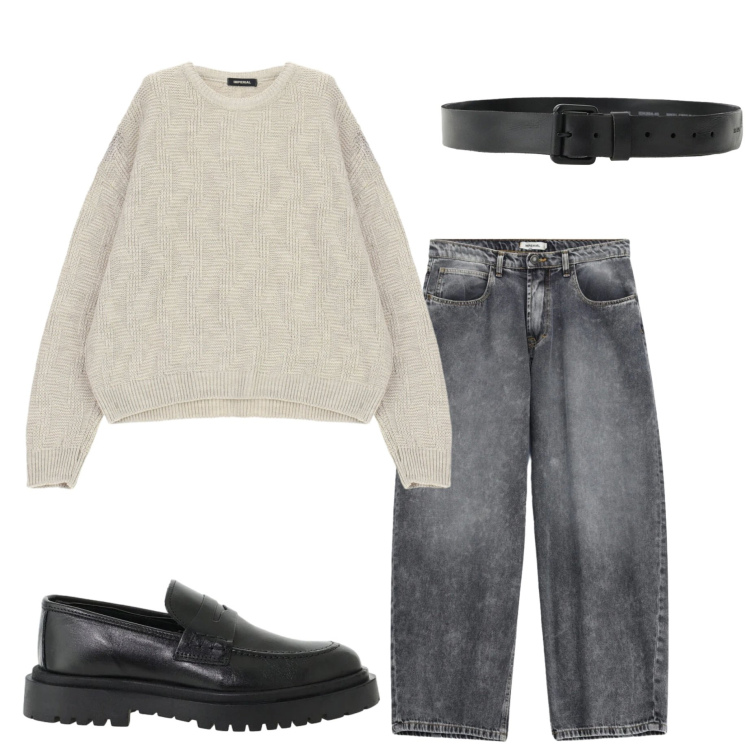 Outfit uomo - Imperial style. Stile Casual per Tutti i giorni. Abbinamento con jeans, cinture, scarpe stringate, maglieria.