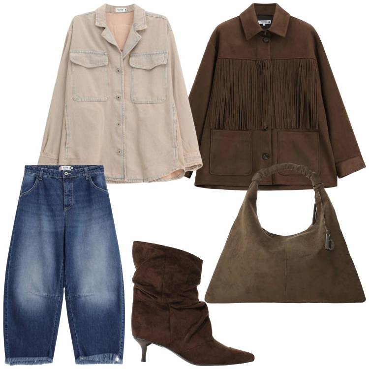 Outfit donna - Urban chic con Please. Stile Chic per Ufficio. Abbinamento con stivali, cappotti, jeans, camicie, borse a spalla.