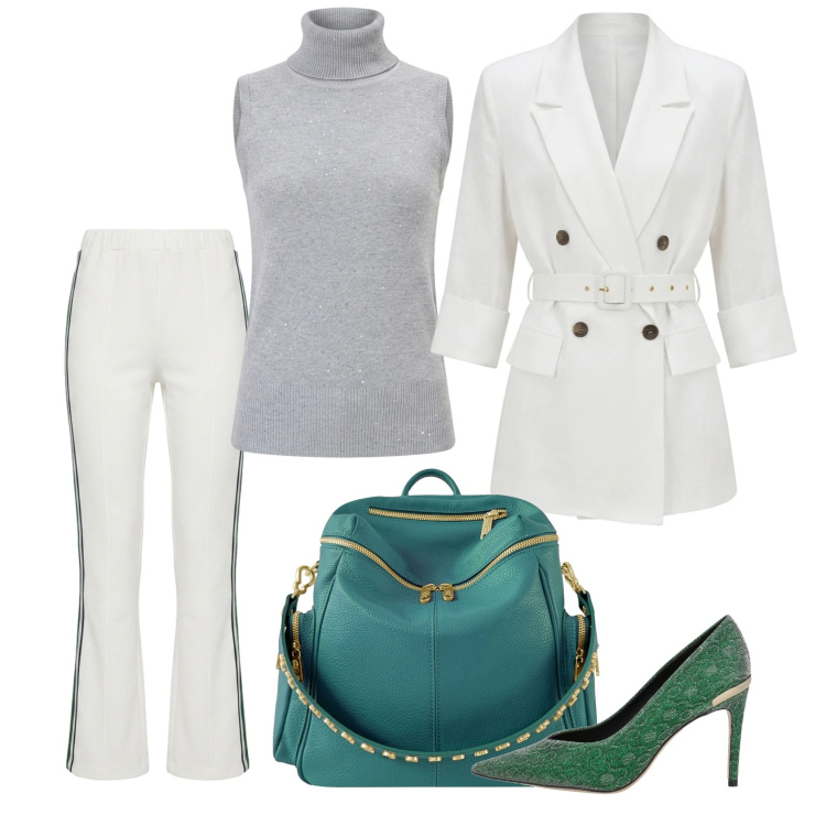 Outfit donna - Total look #2475085. Stile Chic per Ufficio. Abbinamento con décolleté, pantaloni, blazer, camicie a manica corta, zaini.