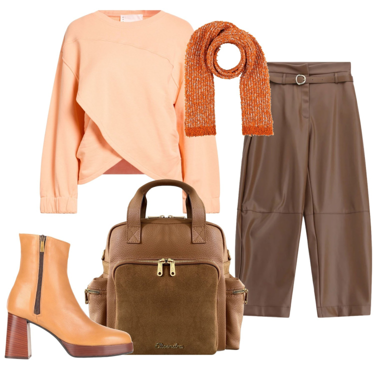 Outfit donna - Total look #2475097. Stile Casual chic per Tutti i giorni. Abbinamento con stivaletti, sciarpe, felpe, pantaloni, zaini.