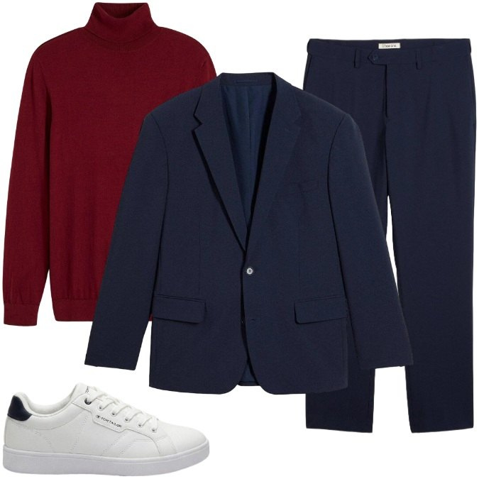 Outfit uomo - Settembre Smart. Stile Casual per Ufficio. Abbinamento con maglieria, giacche, sneakers, pantaloni.