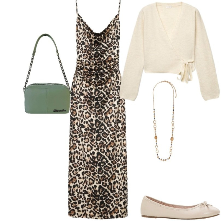 Outfit donna - Total look #2475228. Stile Casual per Tutti i giorni. Abbinamento con collane, borse a tracolla, vestiti lunghi, cardigans, ballerine.