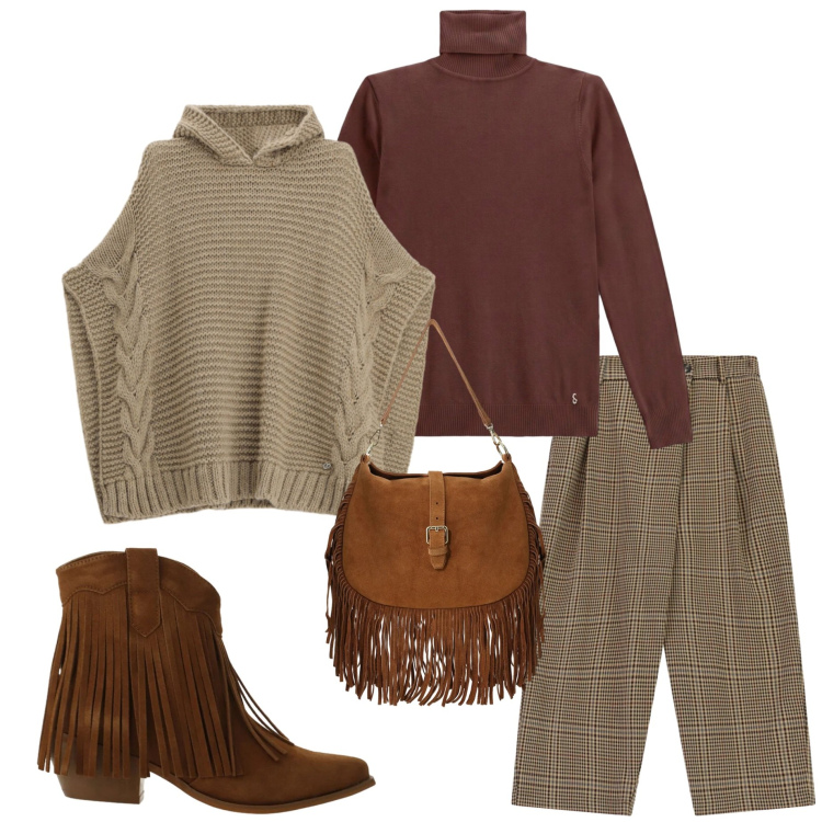 Outfit donna - Please FW 26. Stile Casual chic per Tutti i giorni. Abbinamento con stivaletti texani, borse a spalla, maglieria, pantaloni, t-shirt.