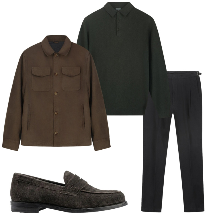 Outfit uomo - Doppelganger. Stile Urban per Ufficio. Abbinamento con pantaloni, scarpe stringate, polo, cappotti.